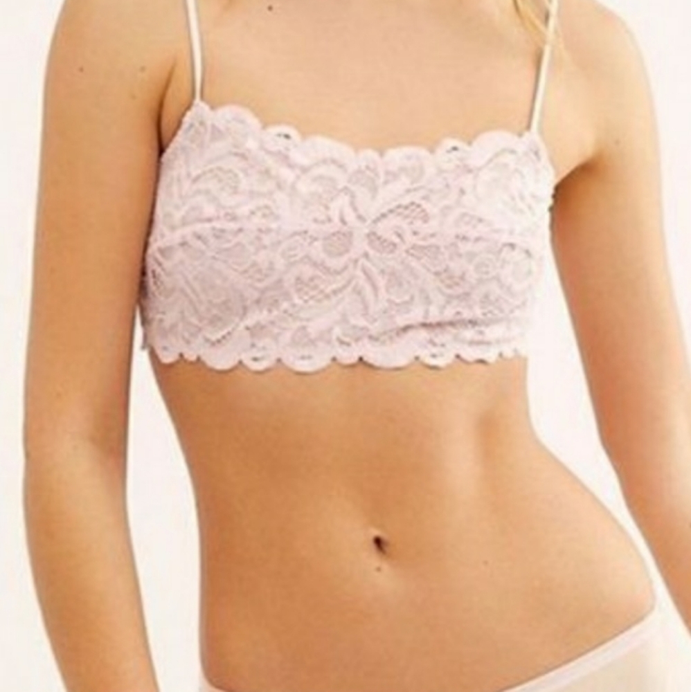 Intimately Free People Reece Lace Bralette Powder Pink Size XS 32A 32B 32C NWT
